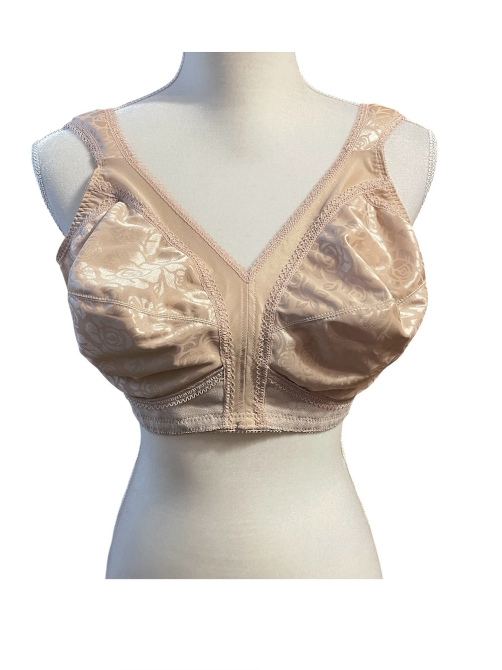 Playtex 18 Hour Wireless Original Comfort Strap Floral Bra 4693 Beige Size 40D